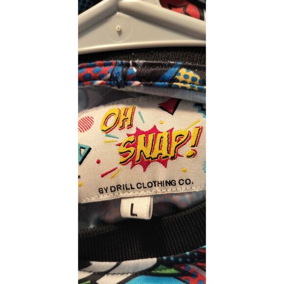 M698) Oh Snap! Drill Clothing Co Blue Comic Bubble Pop Art Graphic Tee Large - Picture 5 of 6